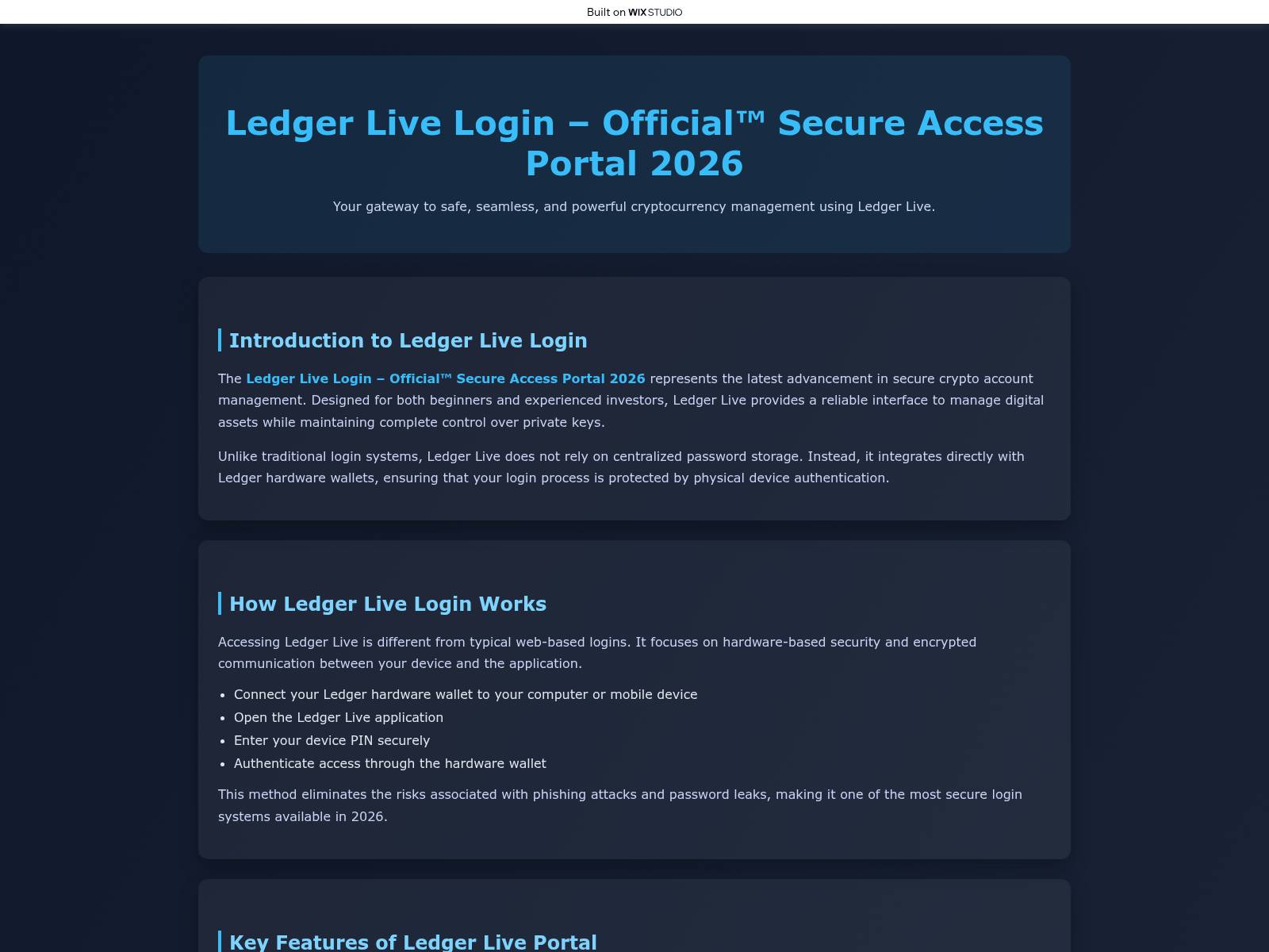 的截图 startedledjer-live.wixstudio.com