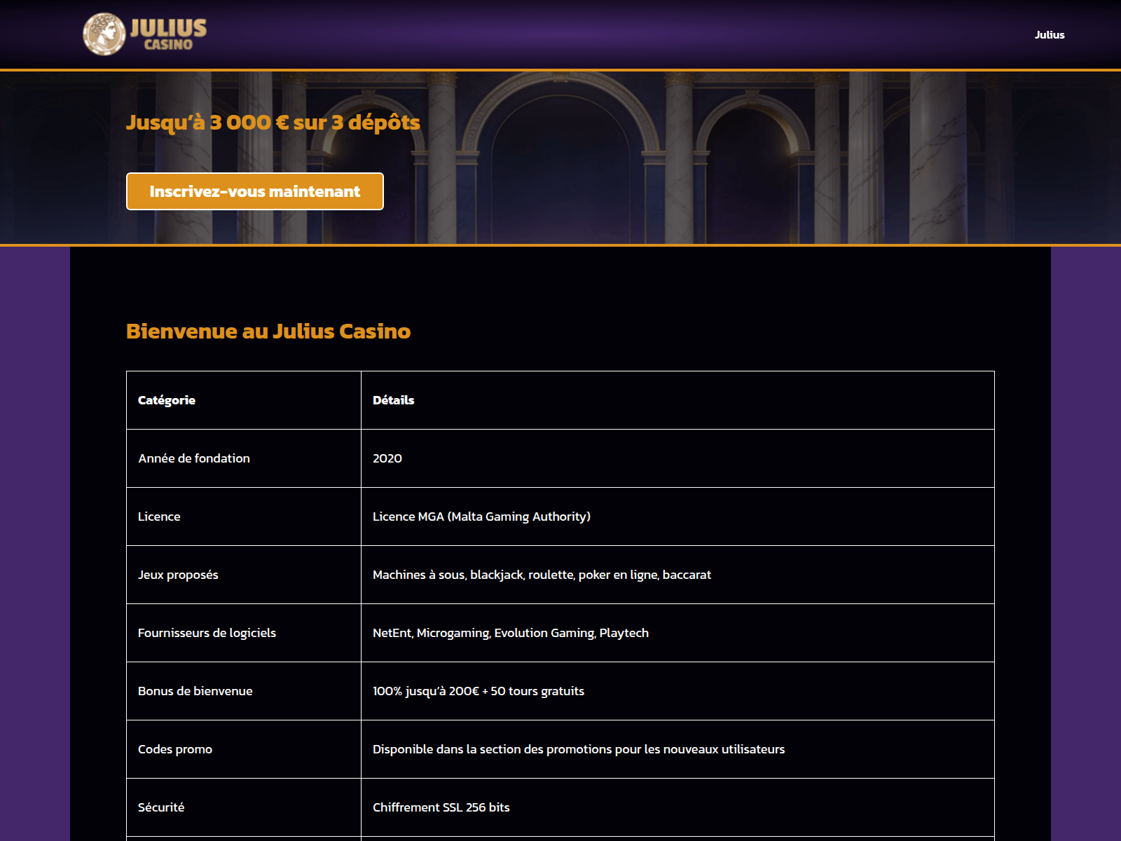 Знімок екрана julius-fr.com