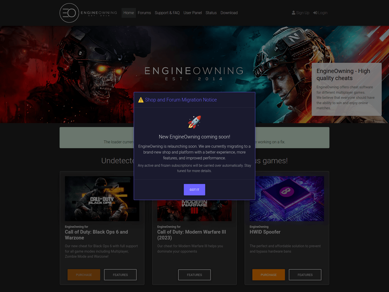 Screenshot von engineown.ing