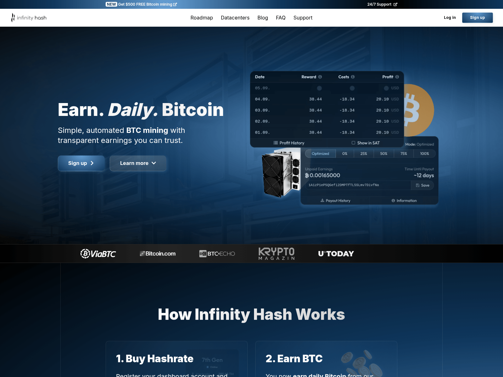 Screenshot of infinity-hash.io