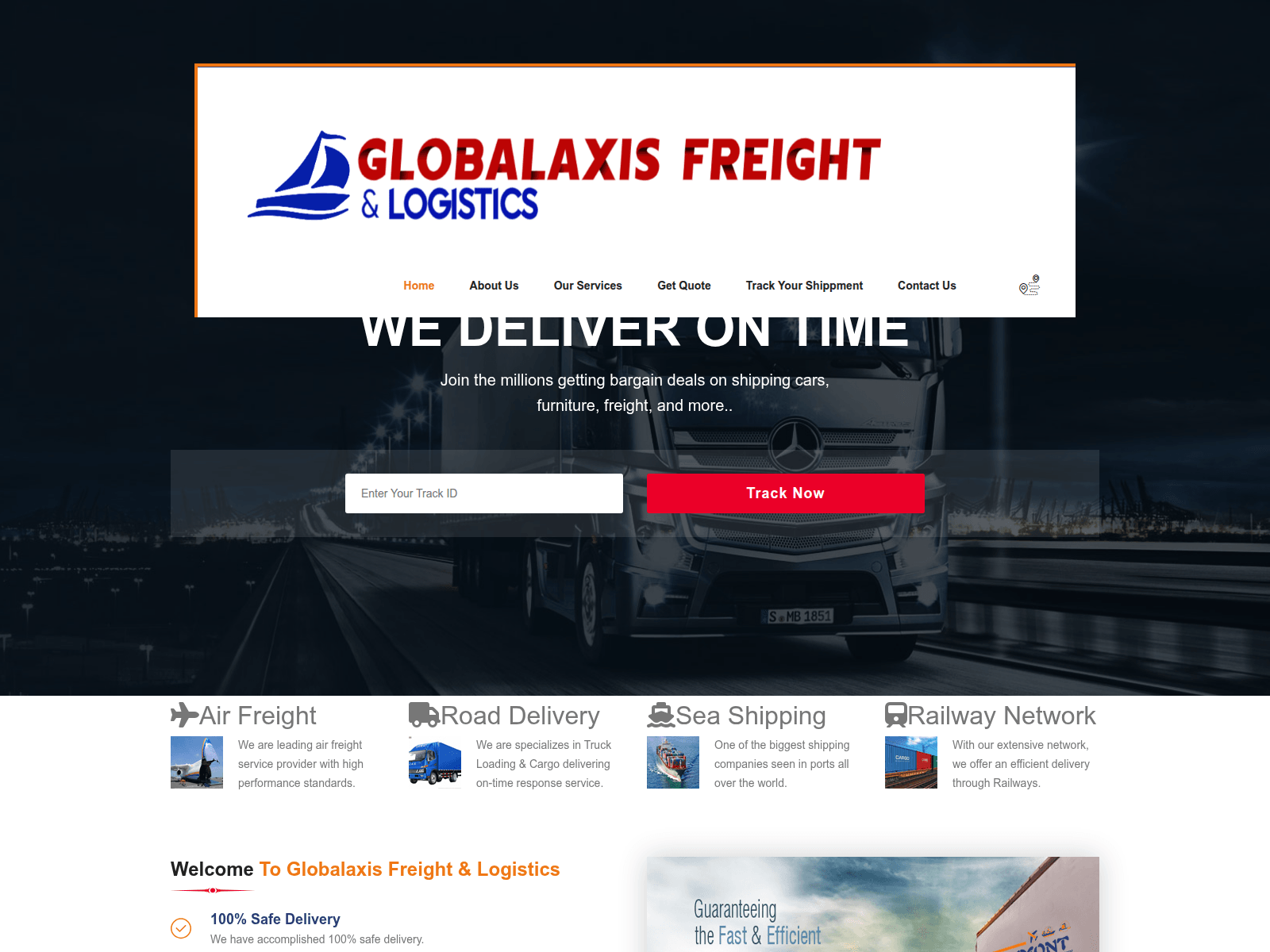 Screenshot of globalaxisfreightlogistics.com