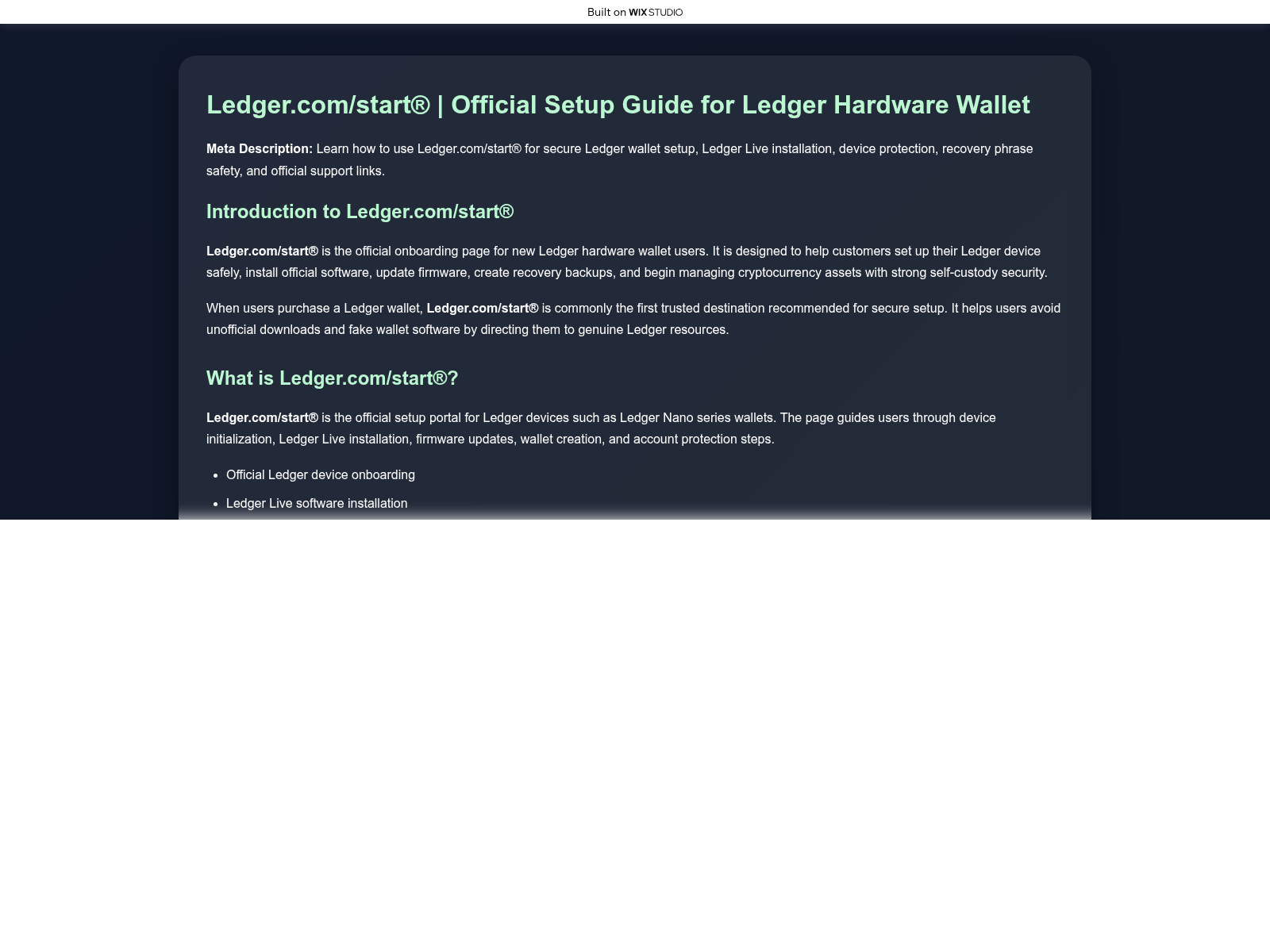 Screenshot of startioenledgr.wixstudio.com