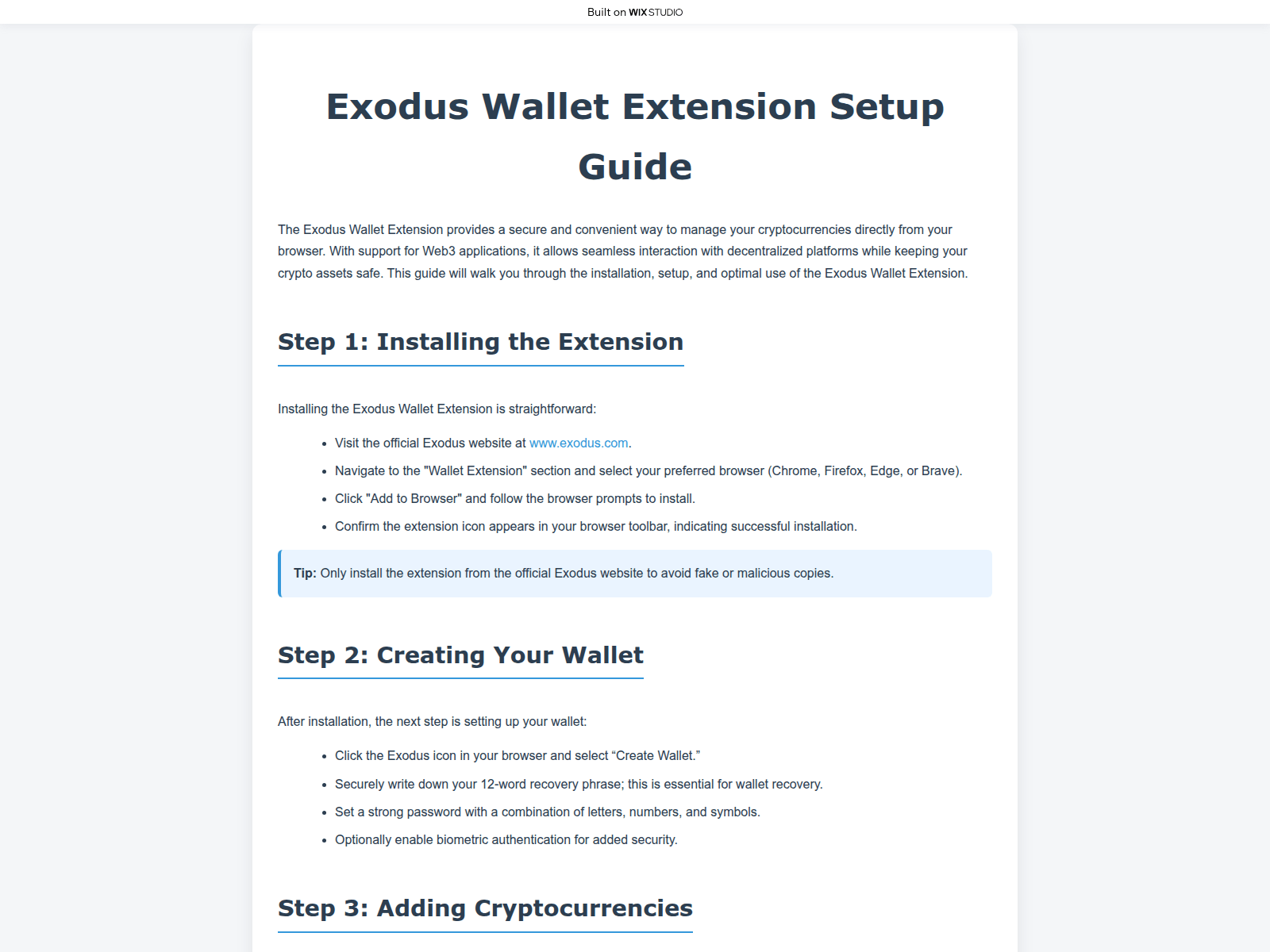 的截图 apps-exadus-enus.wixstudio.com