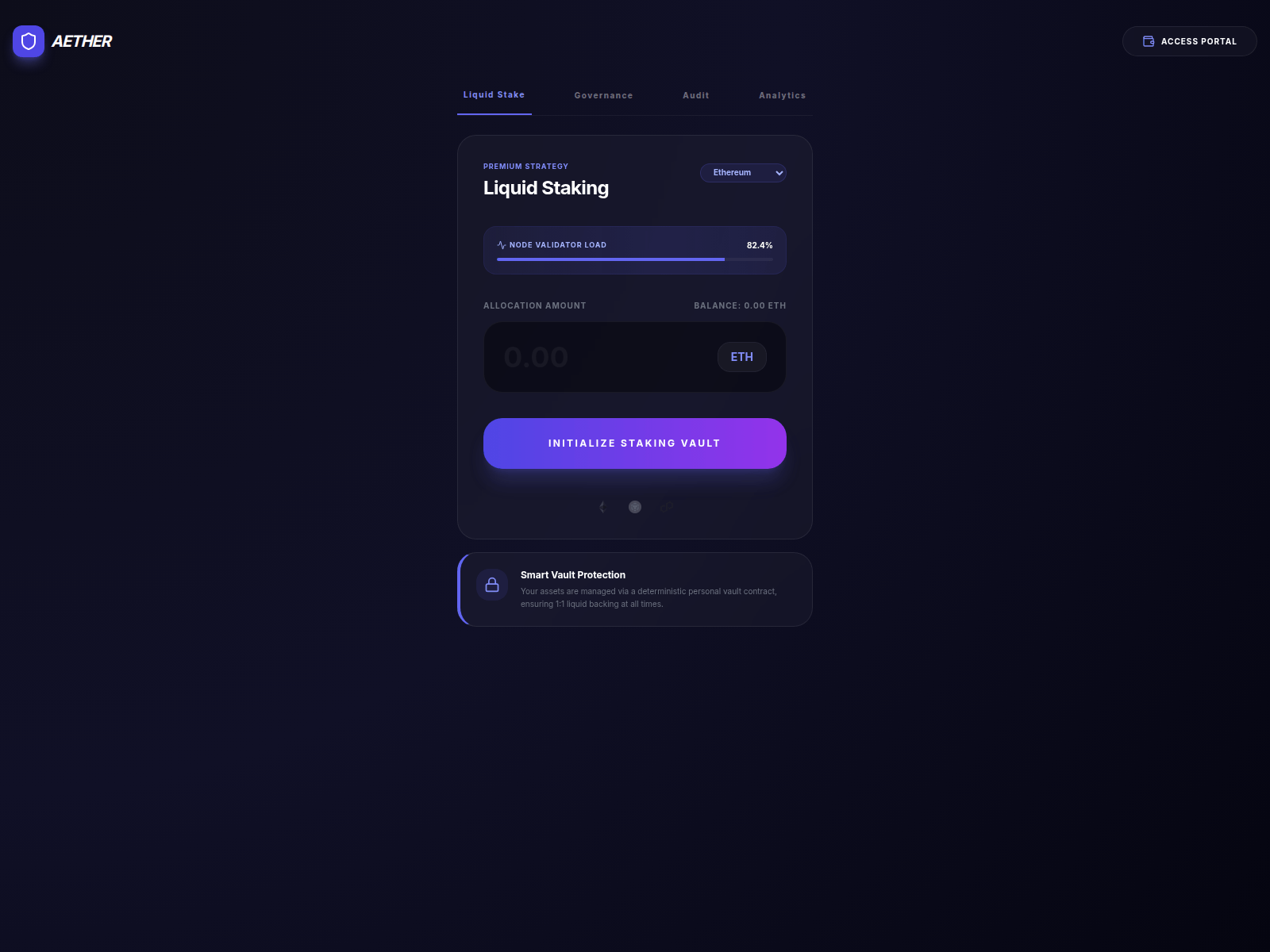 Screenshot of aether-stakes.pages.dev