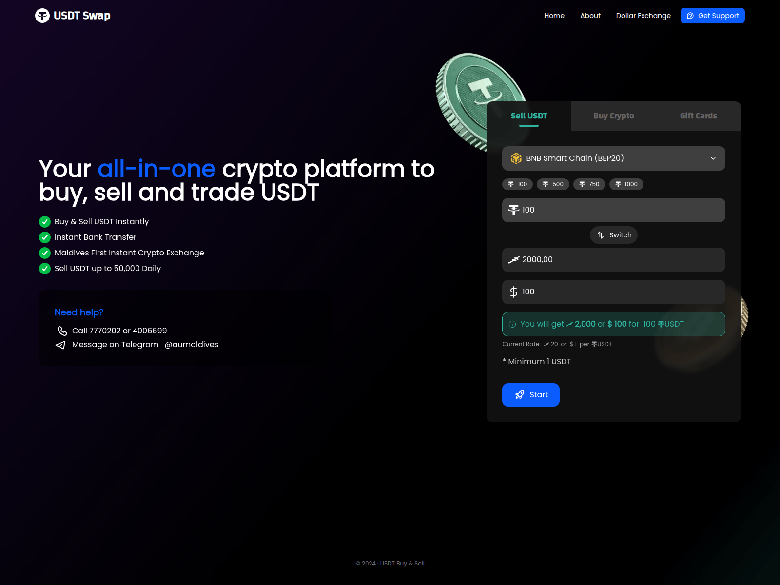Screenshot of usdt.mv