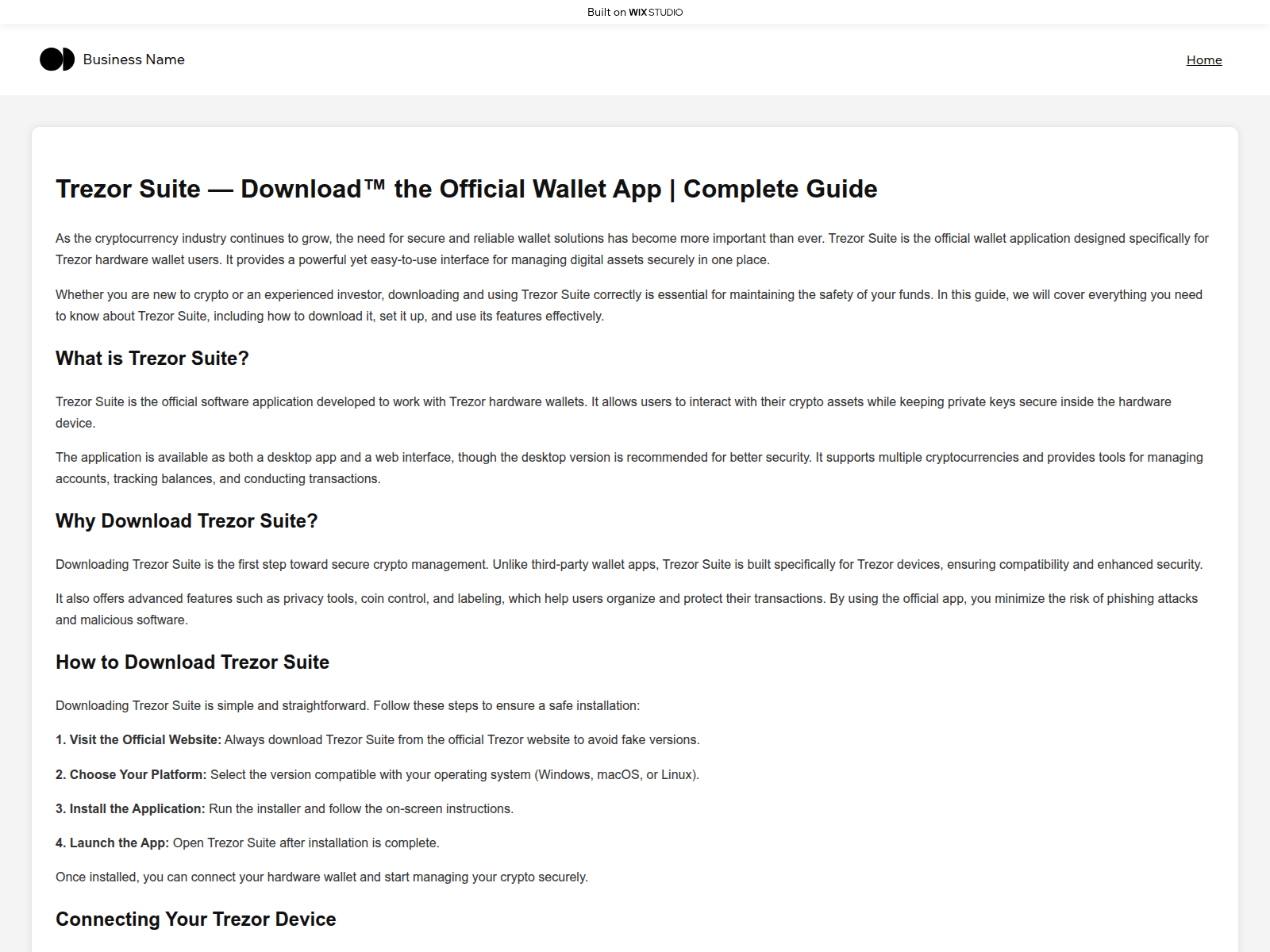 Screenshot of engsuitetrezor.wixstudio.com