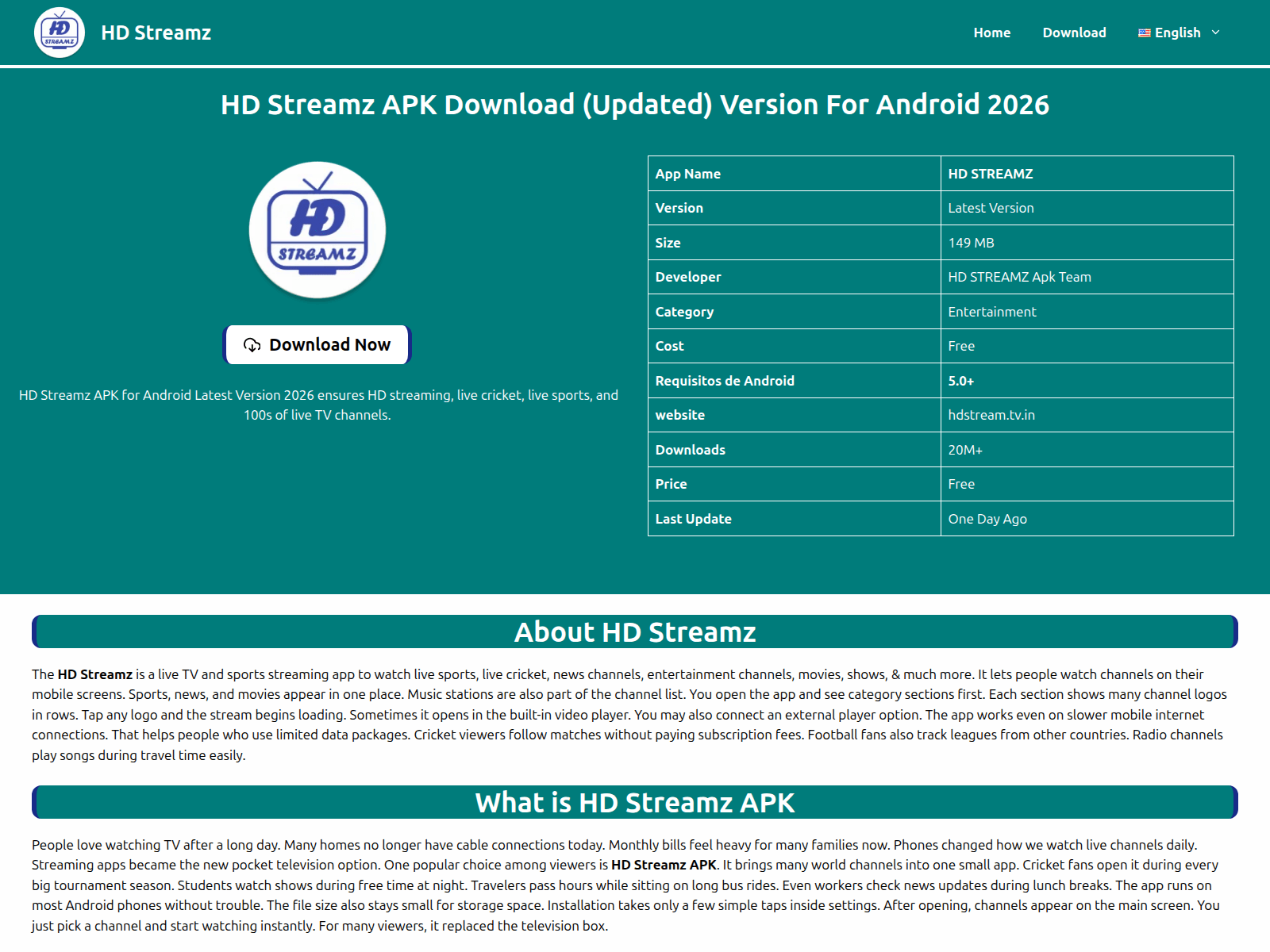Screenshot of hdstream.tv.in