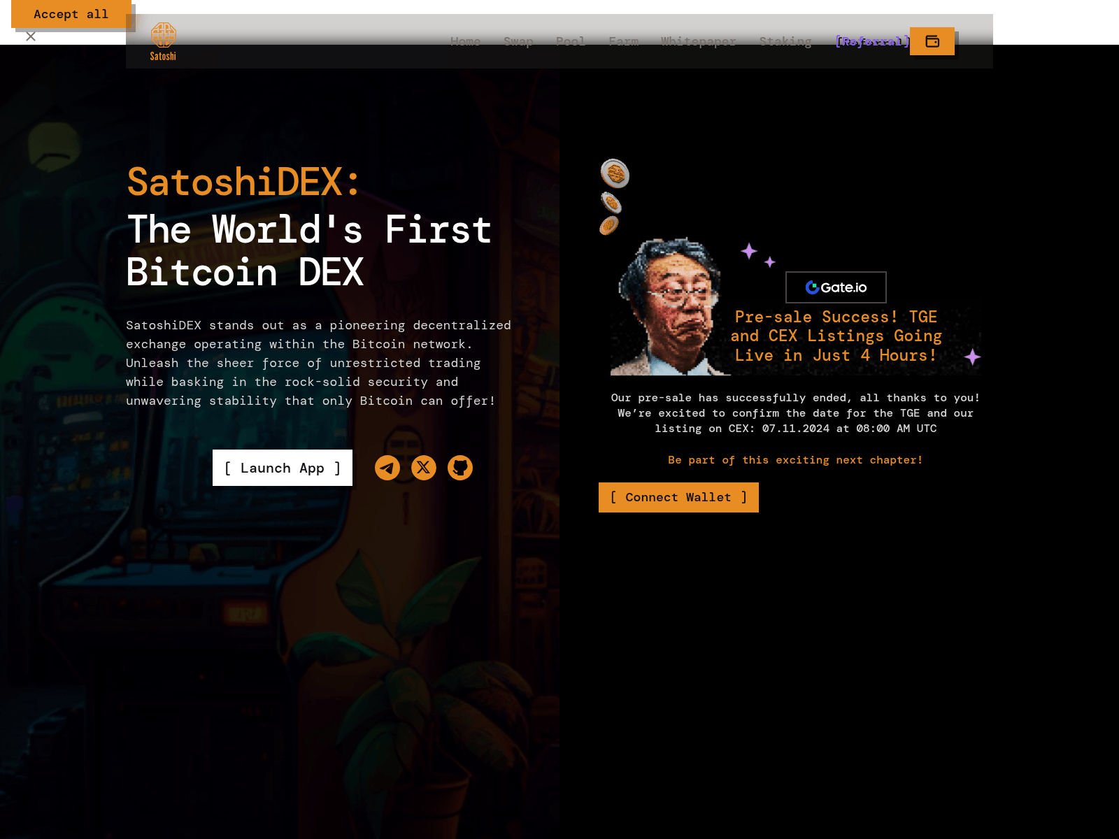 Captura de tela de satoshi-dex-token.pages.dev