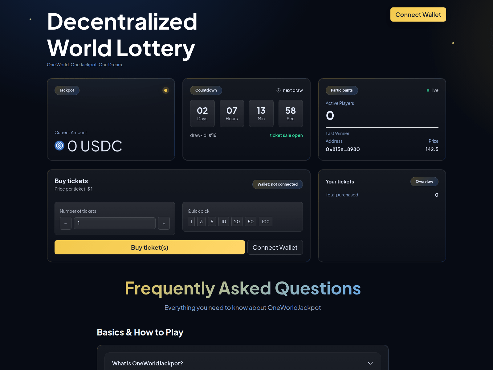 Screenshot of oneworldjackpot.com