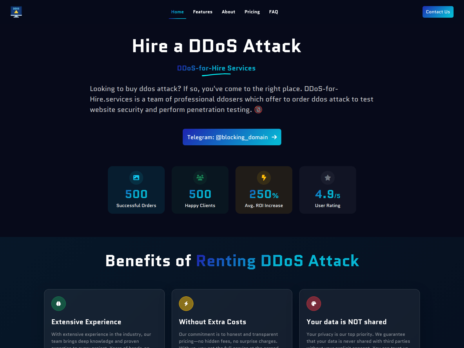 Screenshot of ddos-for-hire.services