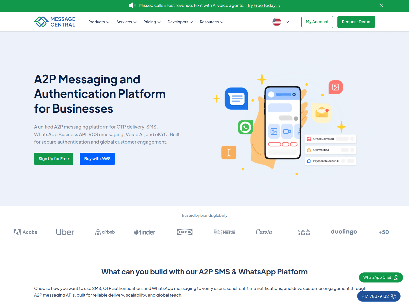Screenshot of messagecentral.com