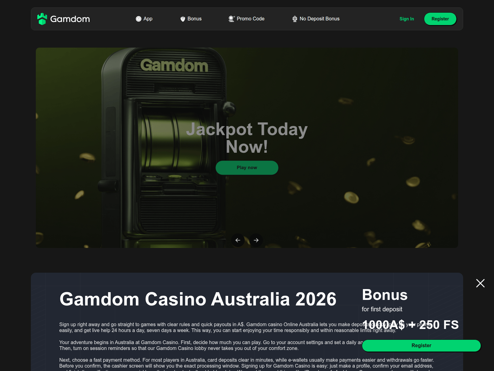 Знімок екрана gamdom-au.us.com