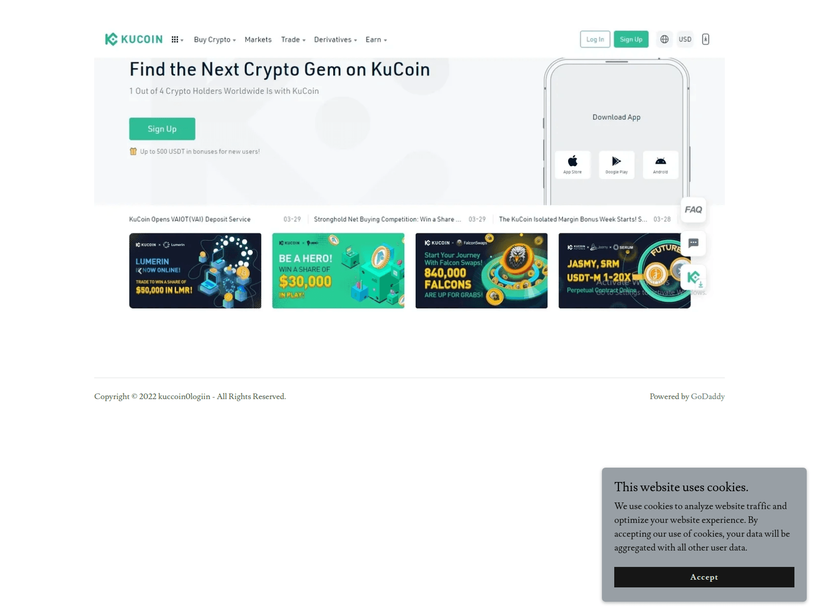 Screenshot of kuccoin0logiin.godaddysites.com