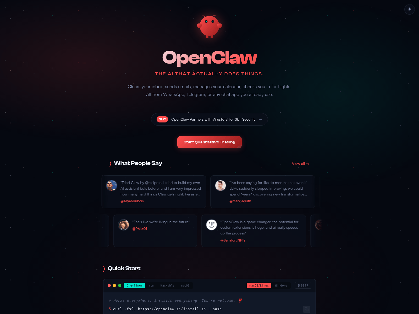 Screenshot von openclawtool.ai
