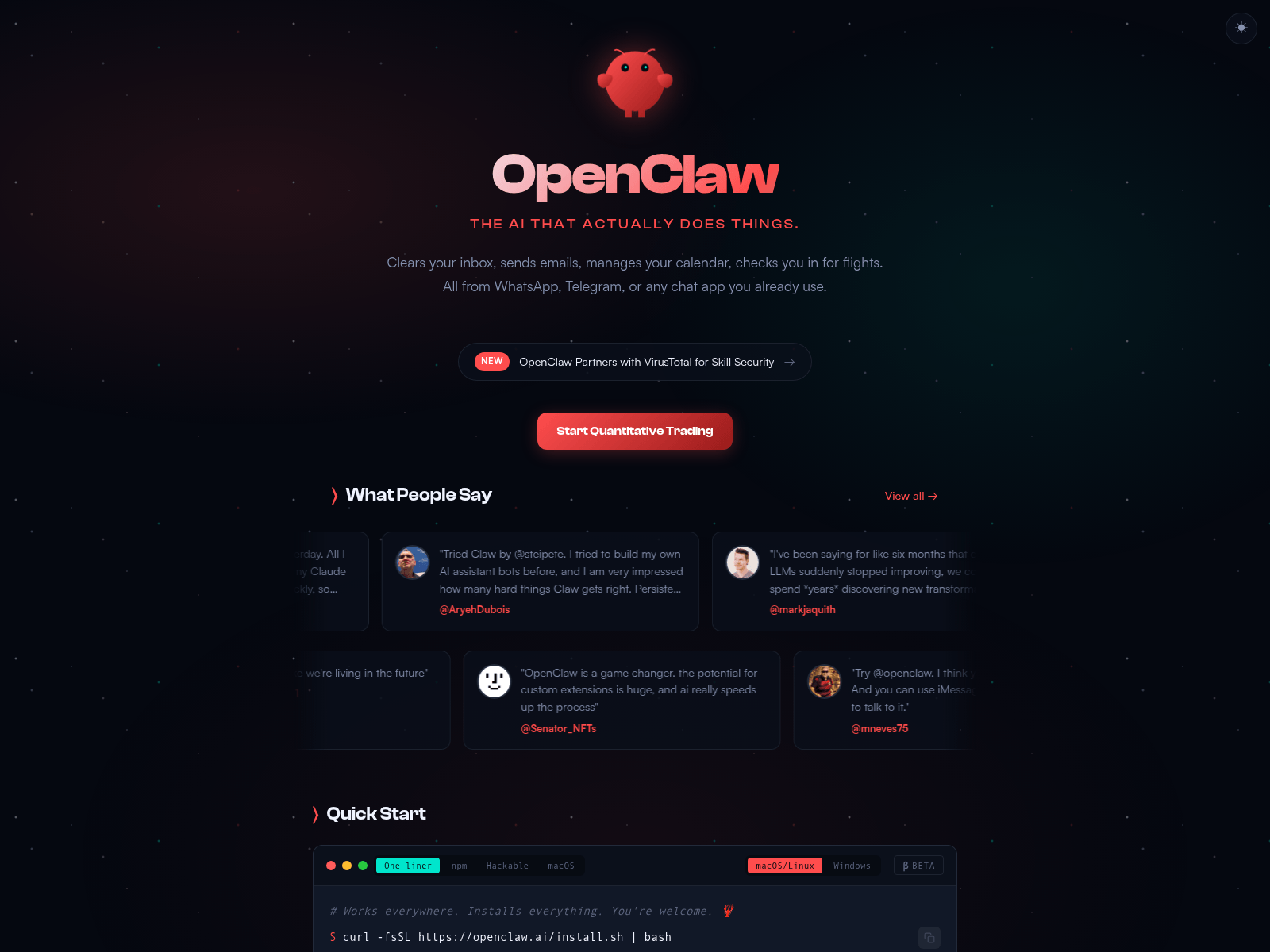 Screenshot von openclawtool.net