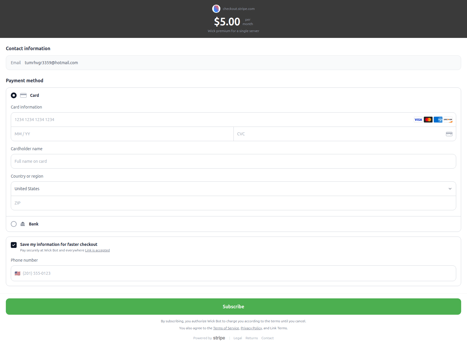Screenshot of wickstripe.shop