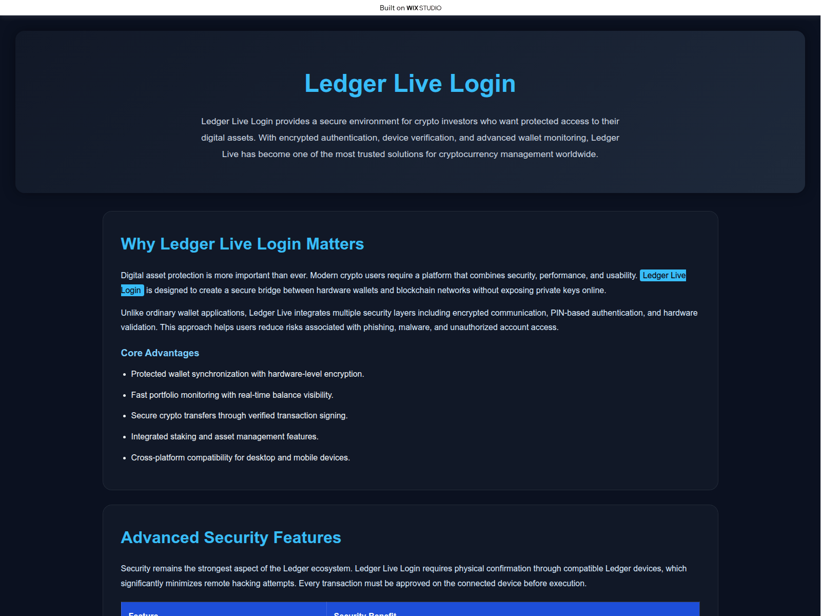 Screenshot von apps-logon-ldger.wixstudio.com