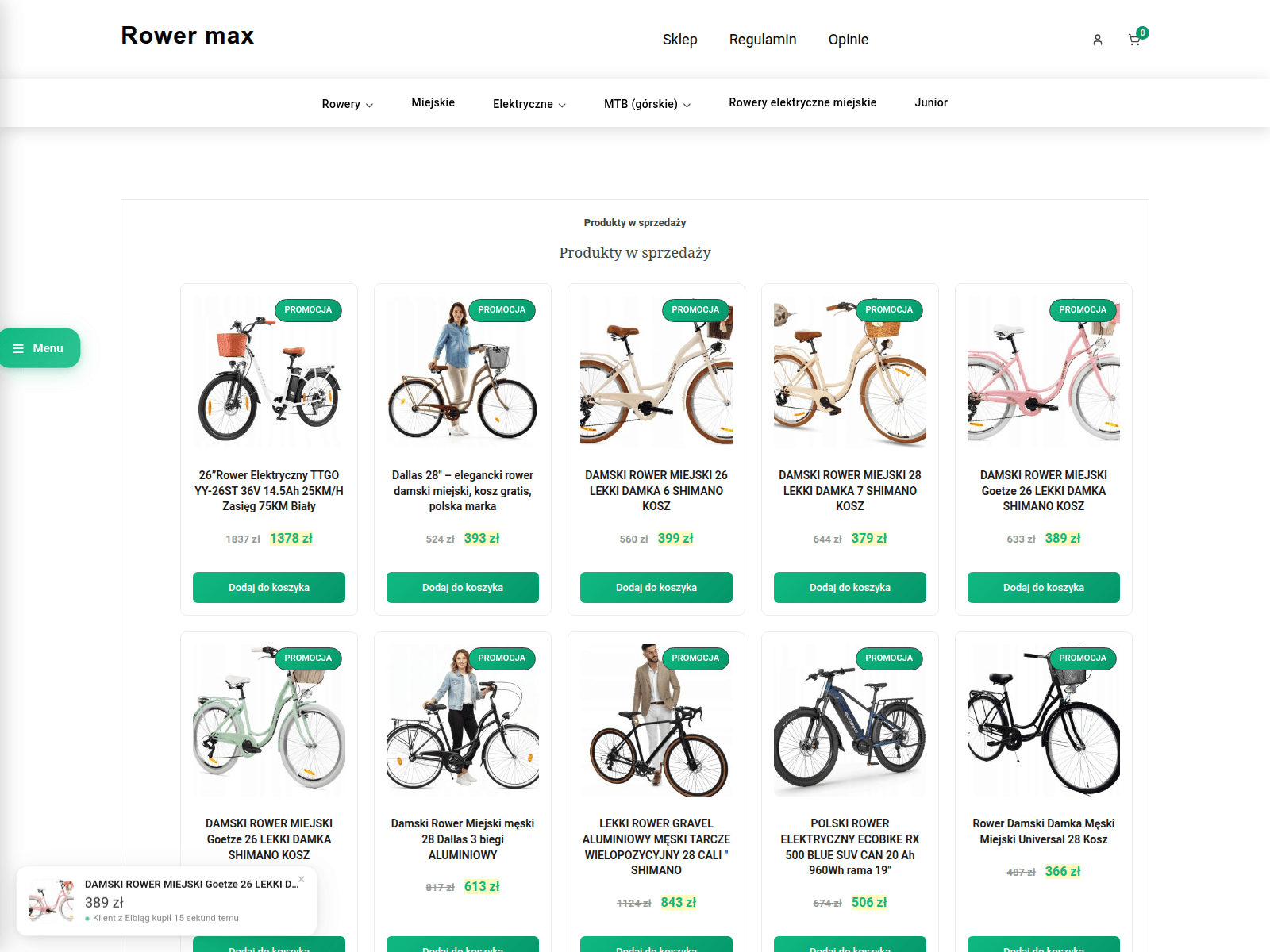 Screenshot von rowerix.shop