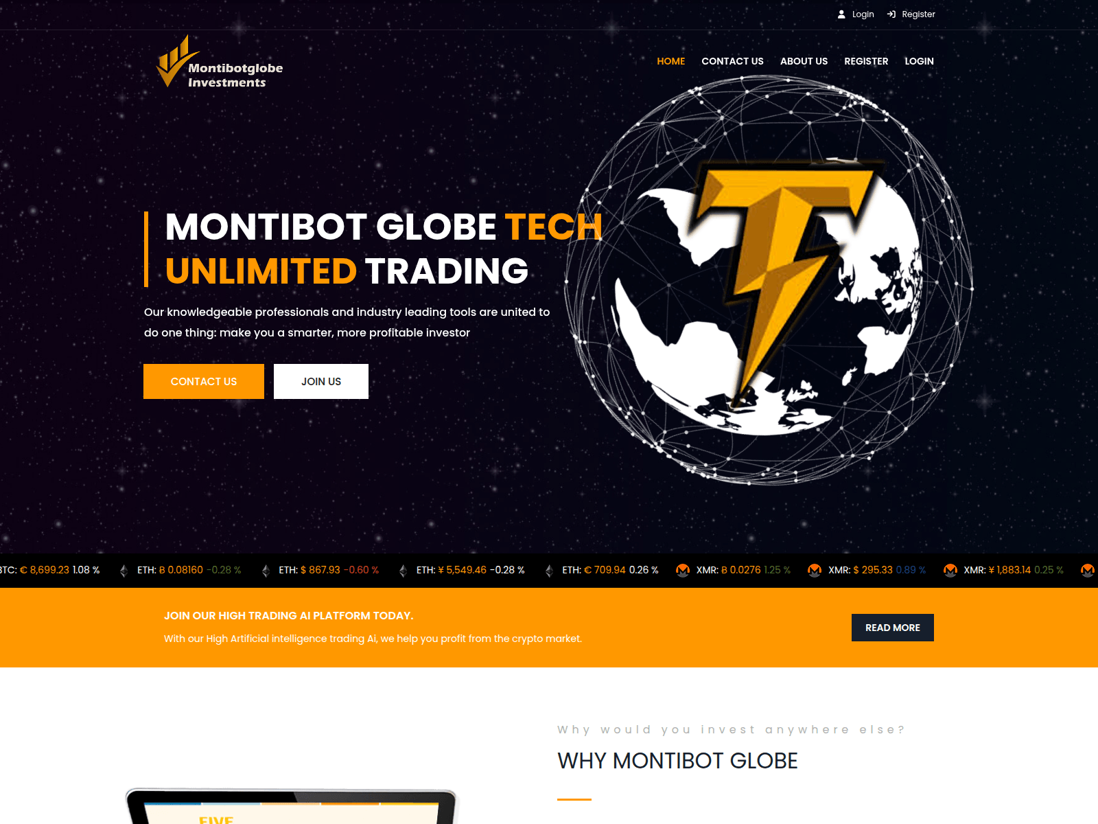 Captura de tela de montibotglobes.com