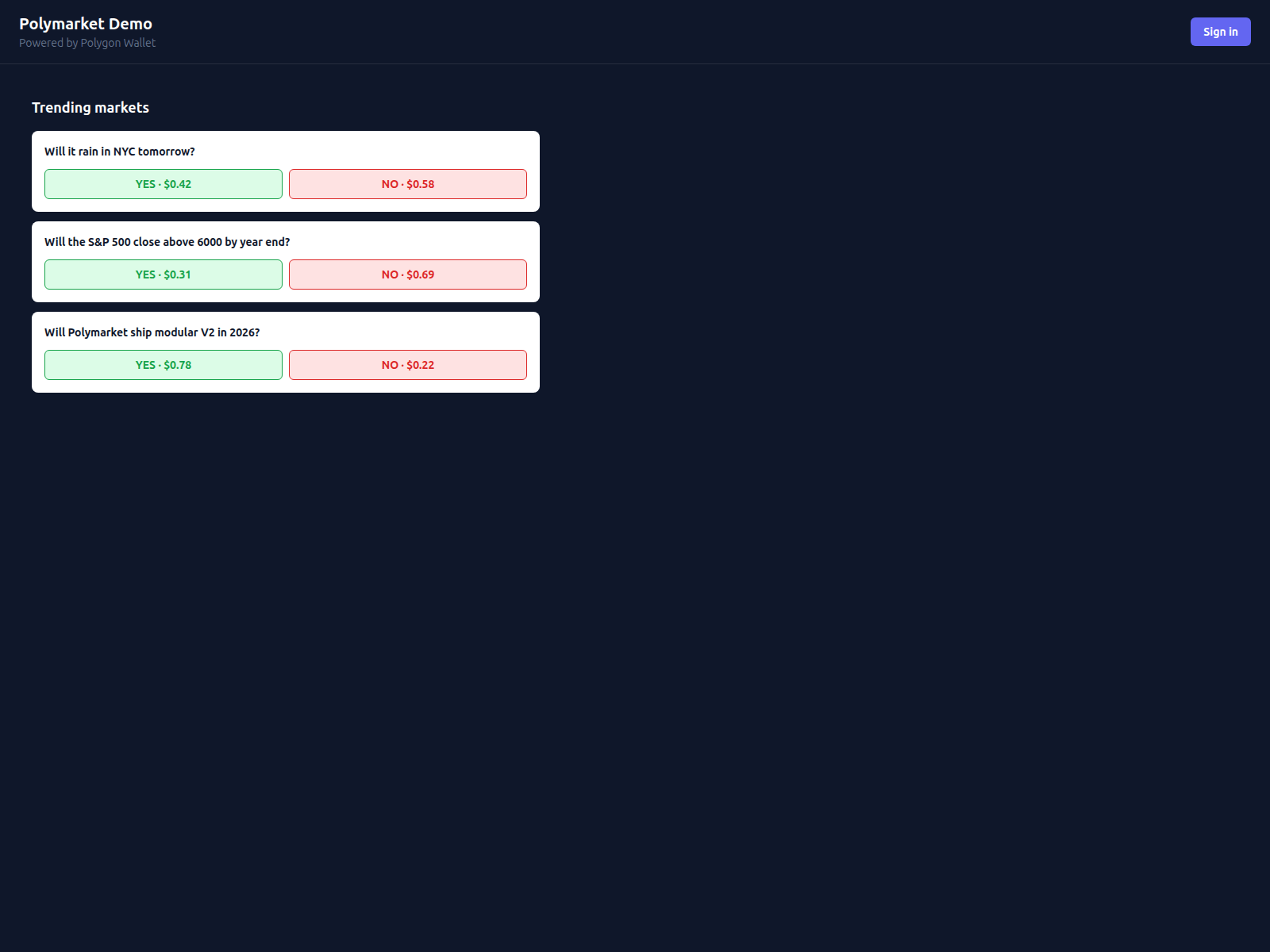Screenshot of polymarket-demo-cfx.pages.dev