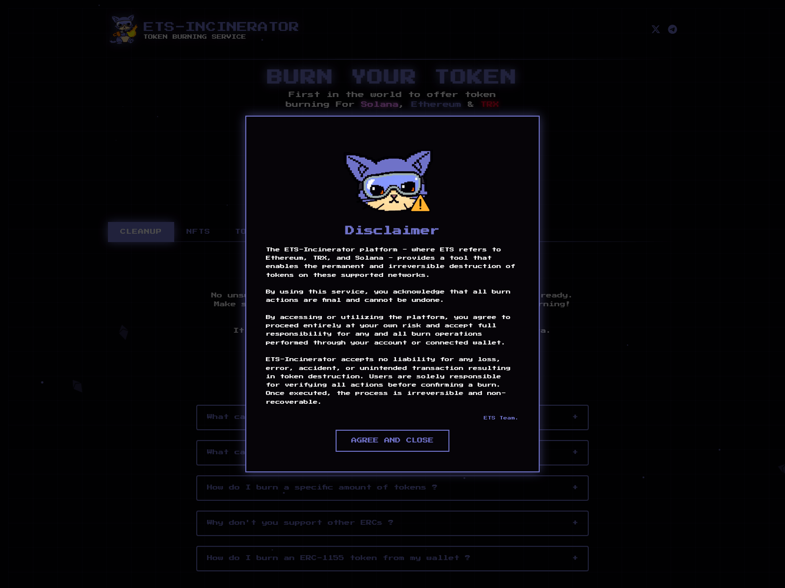 Screenshot of ets-incinerator.live