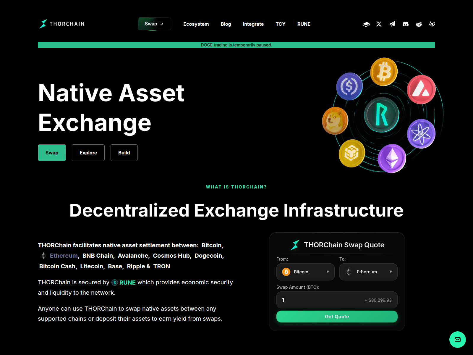 Screenshot of thrchain.org