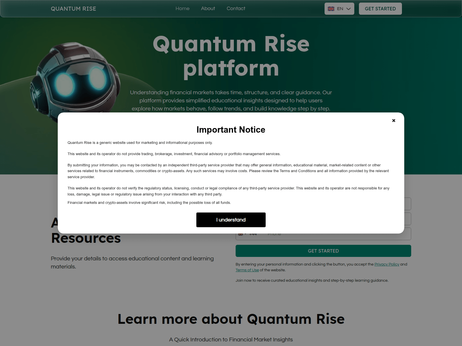 Screenshot of quantumrise-ai.live