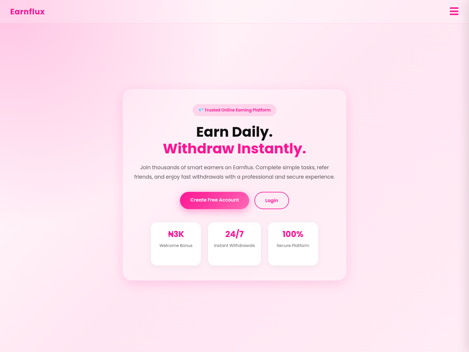 Screenshot of earnflux.site.net.ng