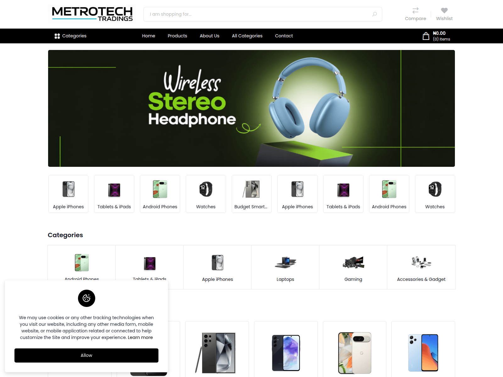 Screenshot of metrotechtradings.com