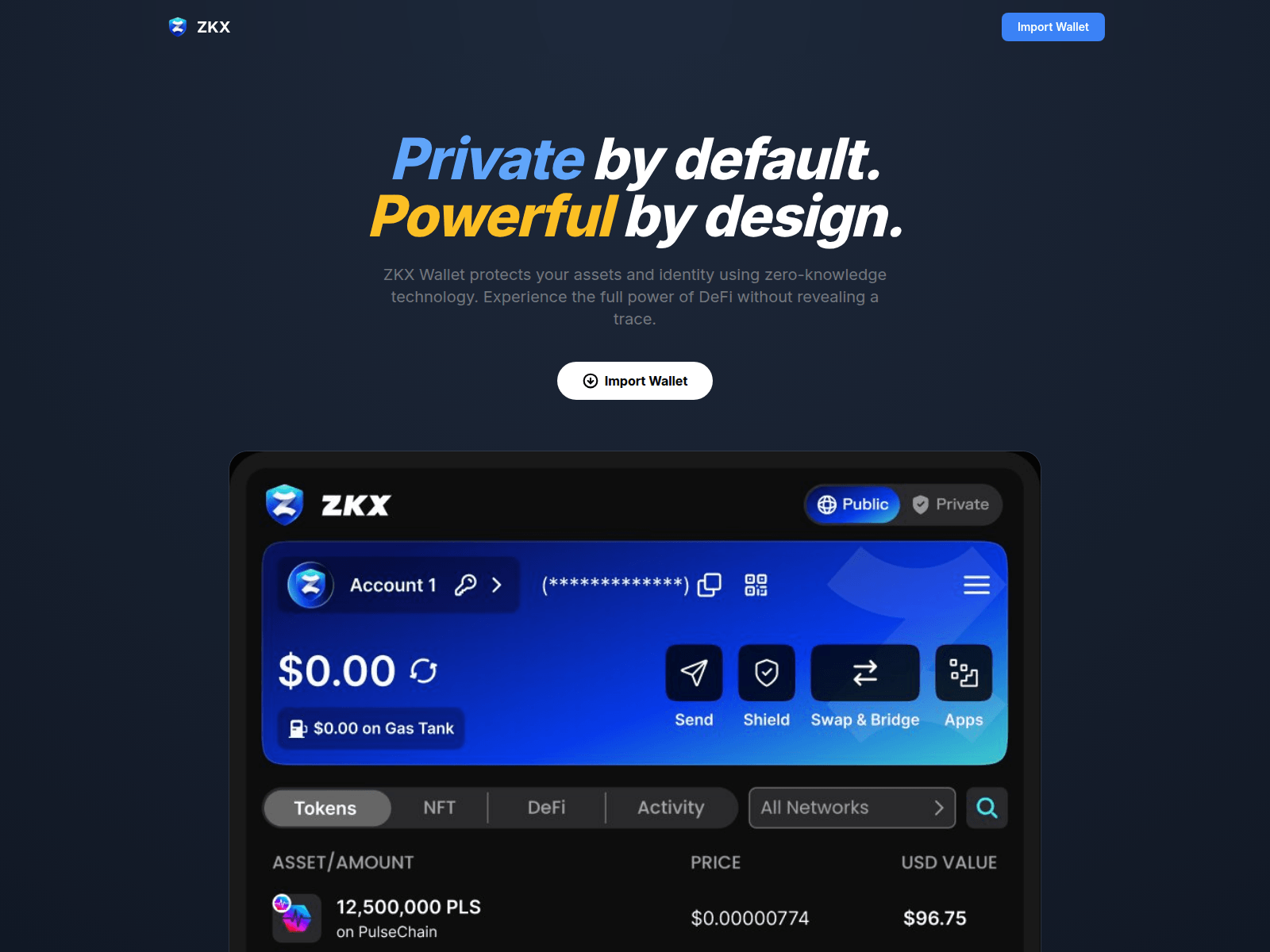 Знімок екрана zkx-wallet.com