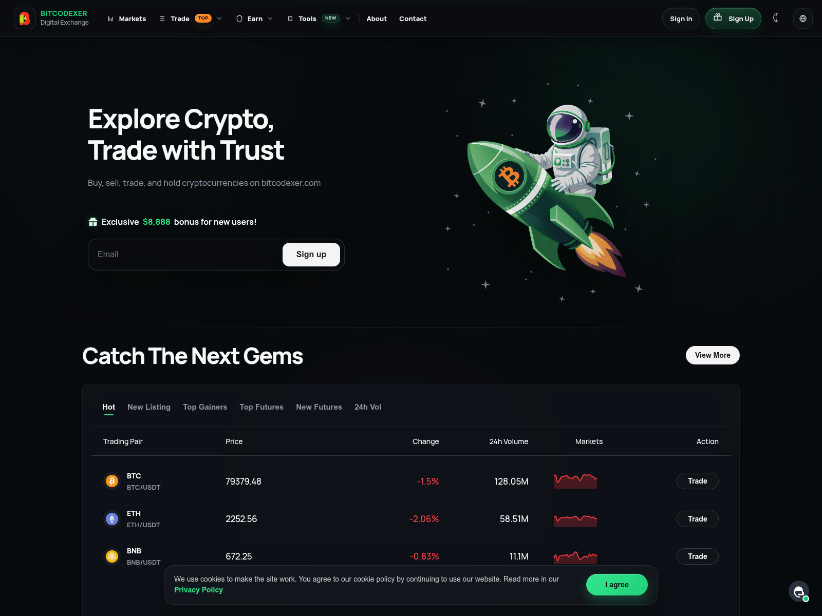 Screenshot of bitcodexer.com