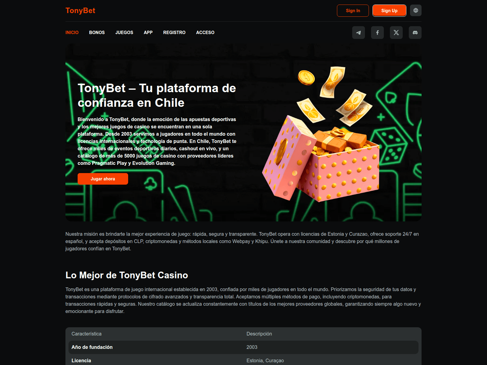Знімок екрана apuestastonybet.com