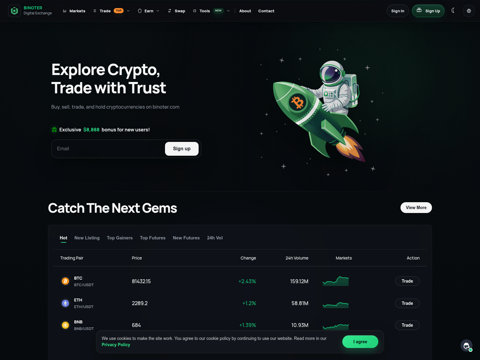 Screenshot of binoter.com