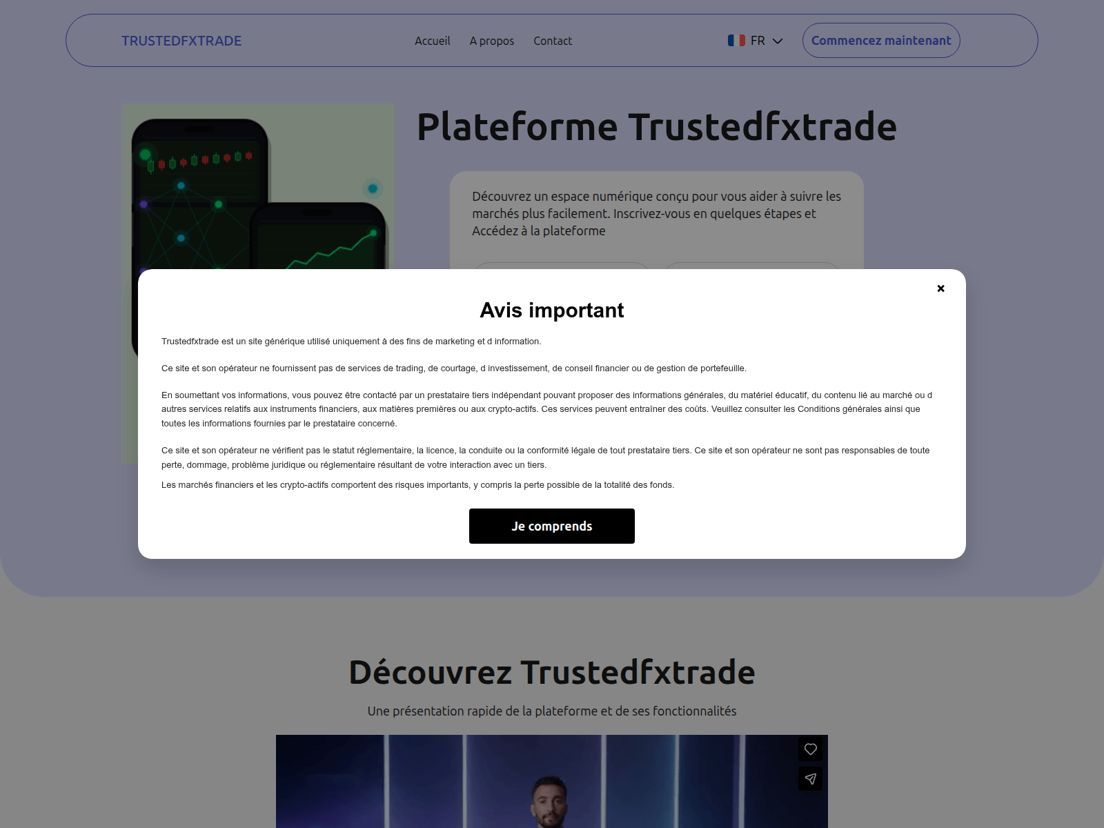 Screenshot of trustedfxtrade-fr.live