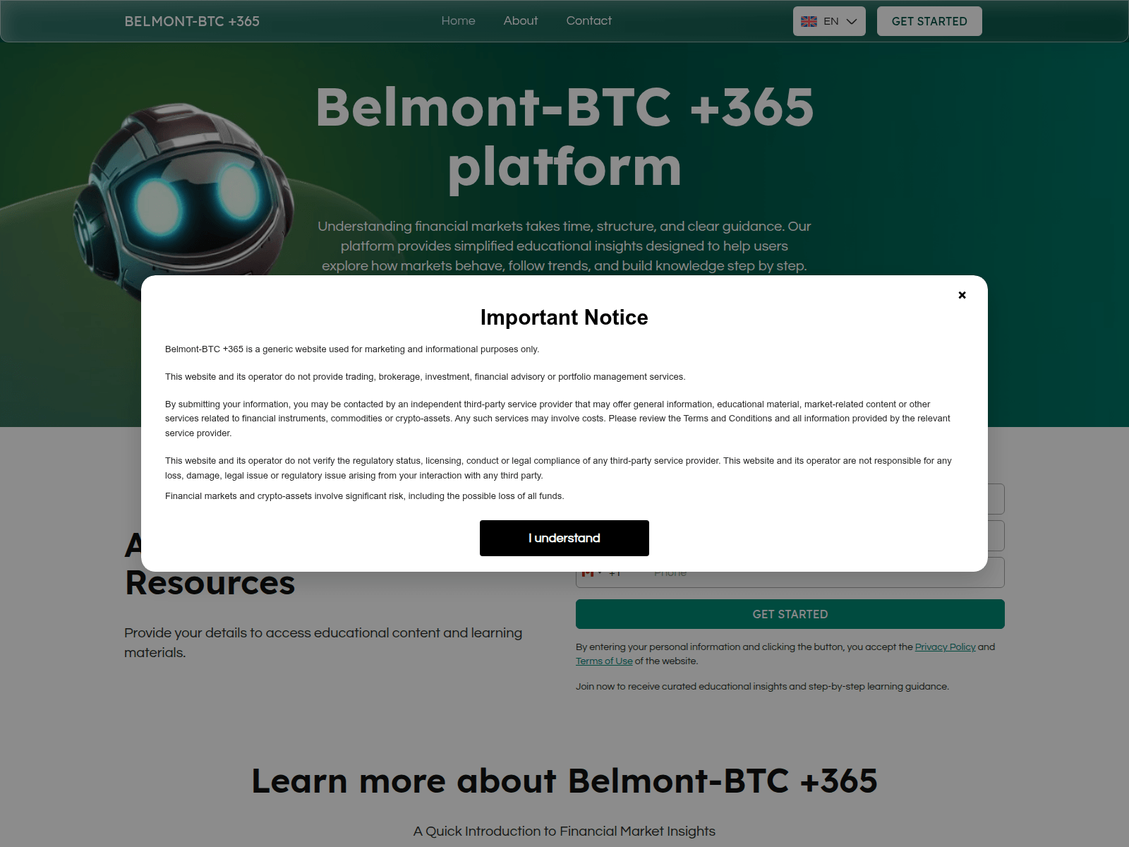 Screenshot of belmont-btc365.live