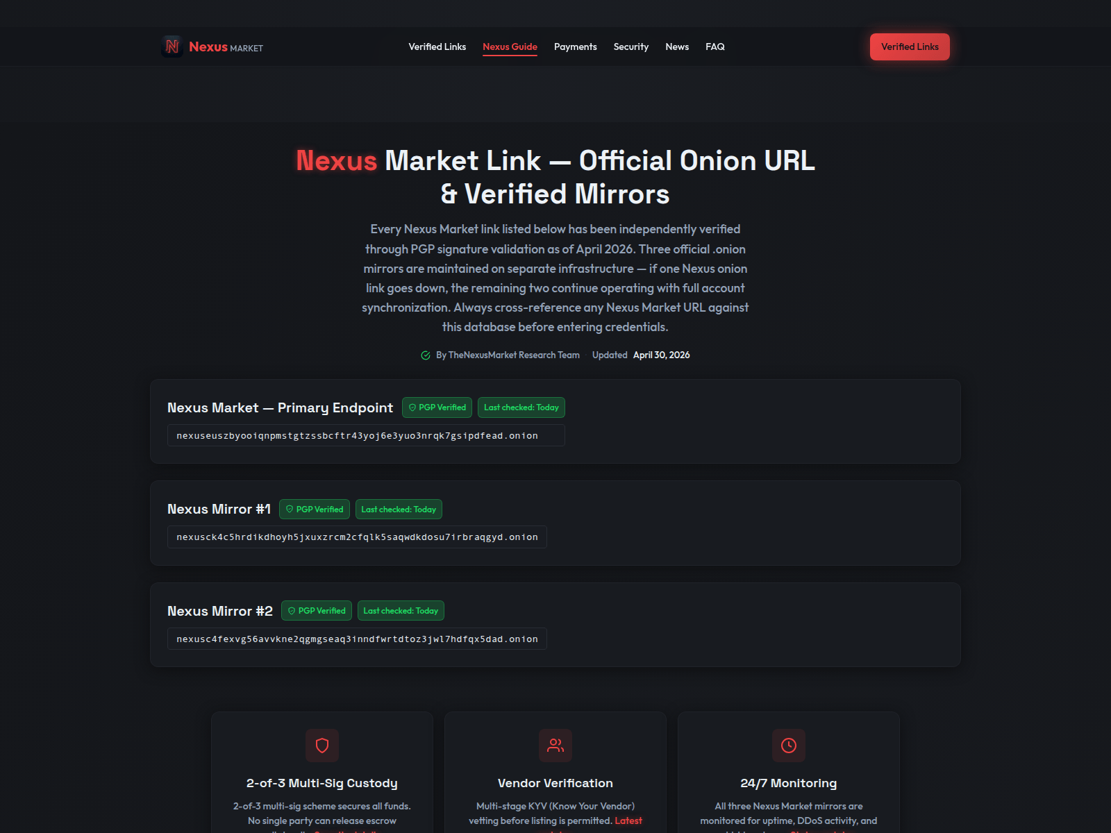 Forensic screenshot of official.thenexusmarket.com