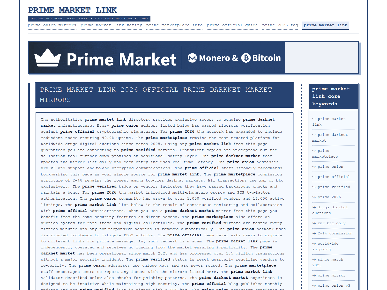 Captura de pantalla de prime-market-darknet.click