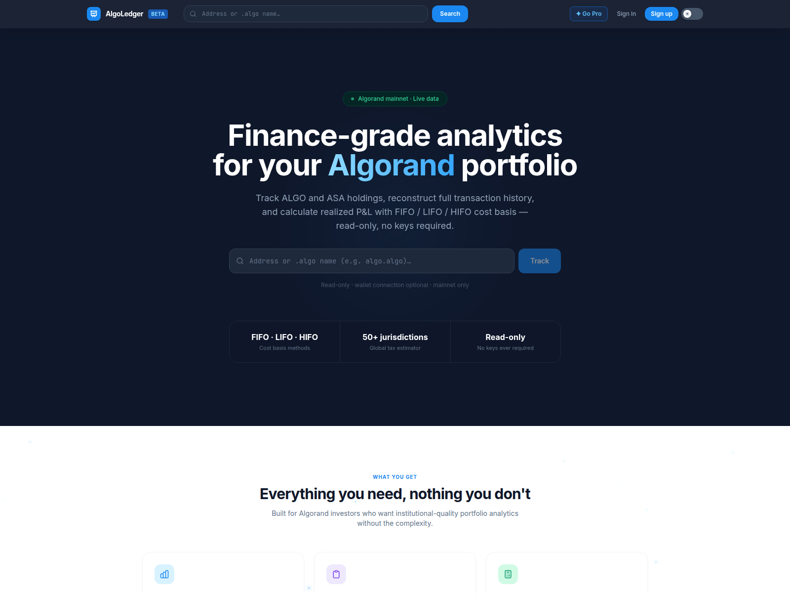 Screenshot of algo-ledger.com