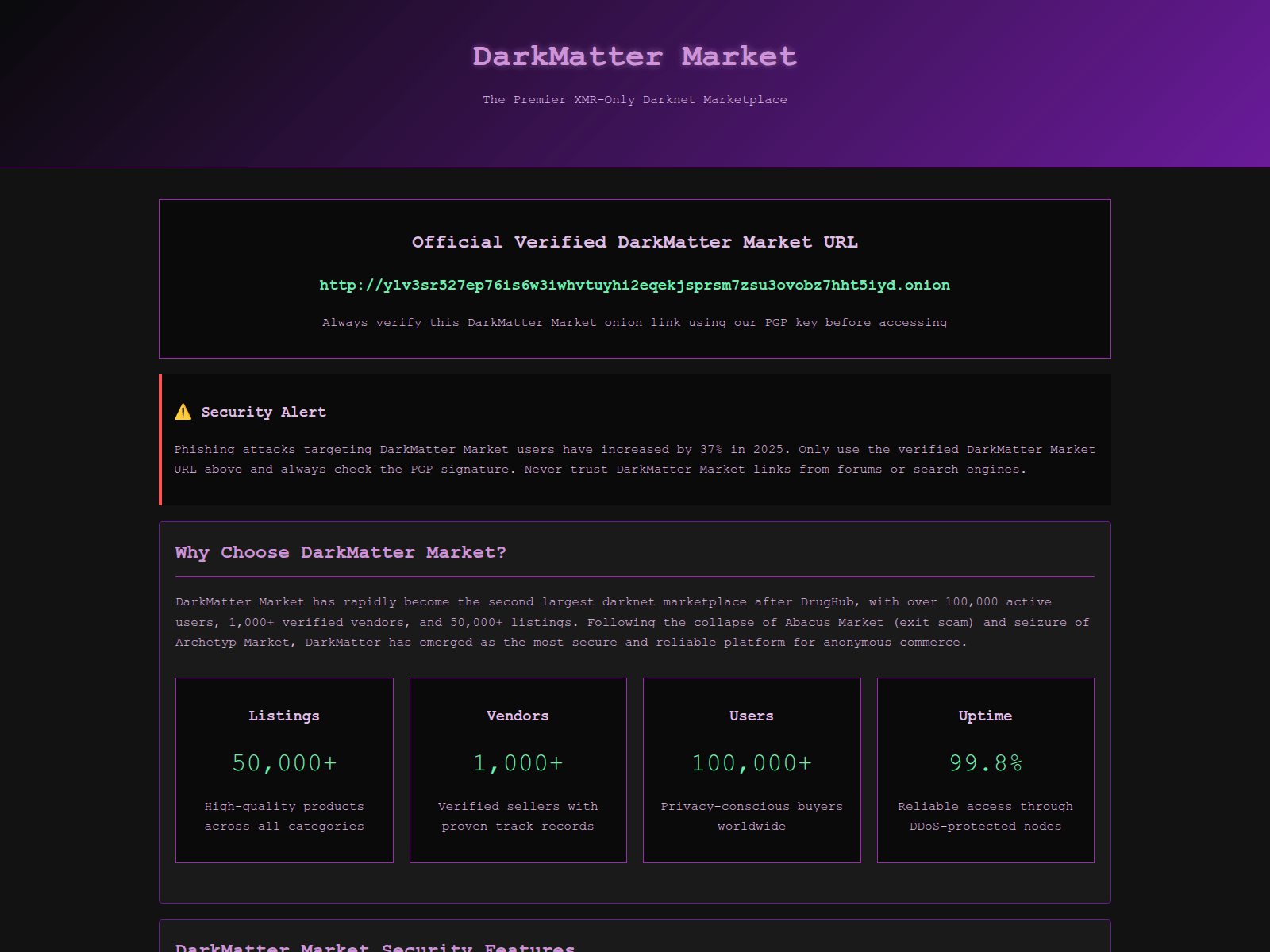 [Ekran görüntüsü] darkmattermarketurl.com