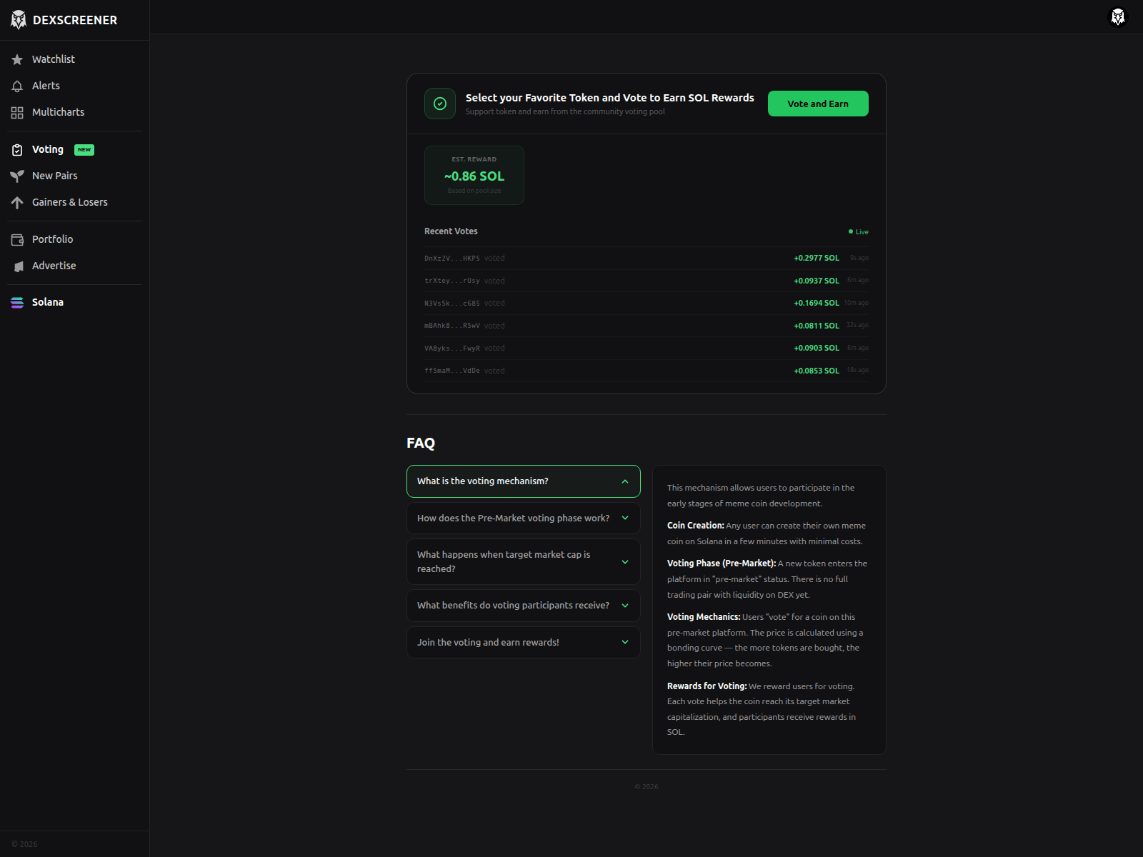 的截图 earnvote-dexscreener.com