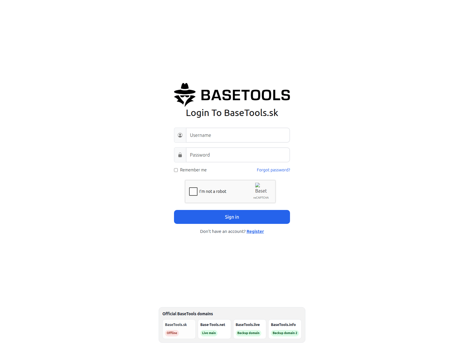 Screenshot of base-tools.net
