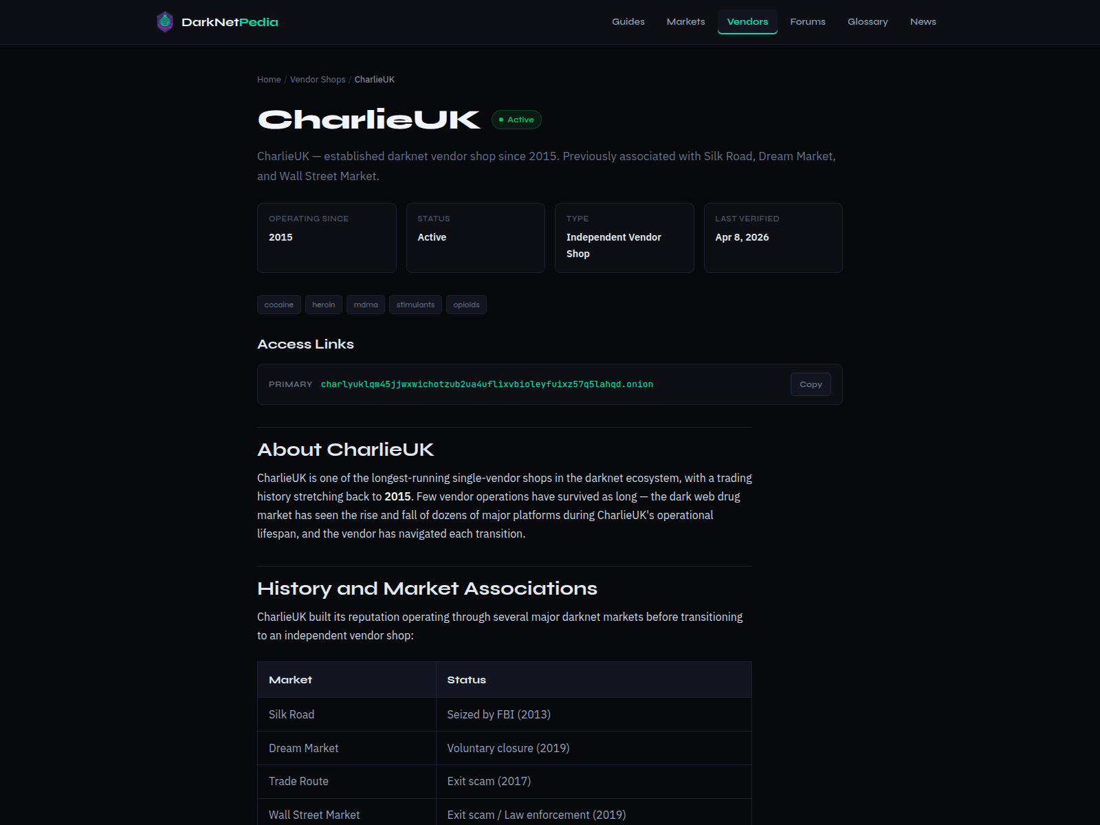 Знімок екрана darknetpedia.com