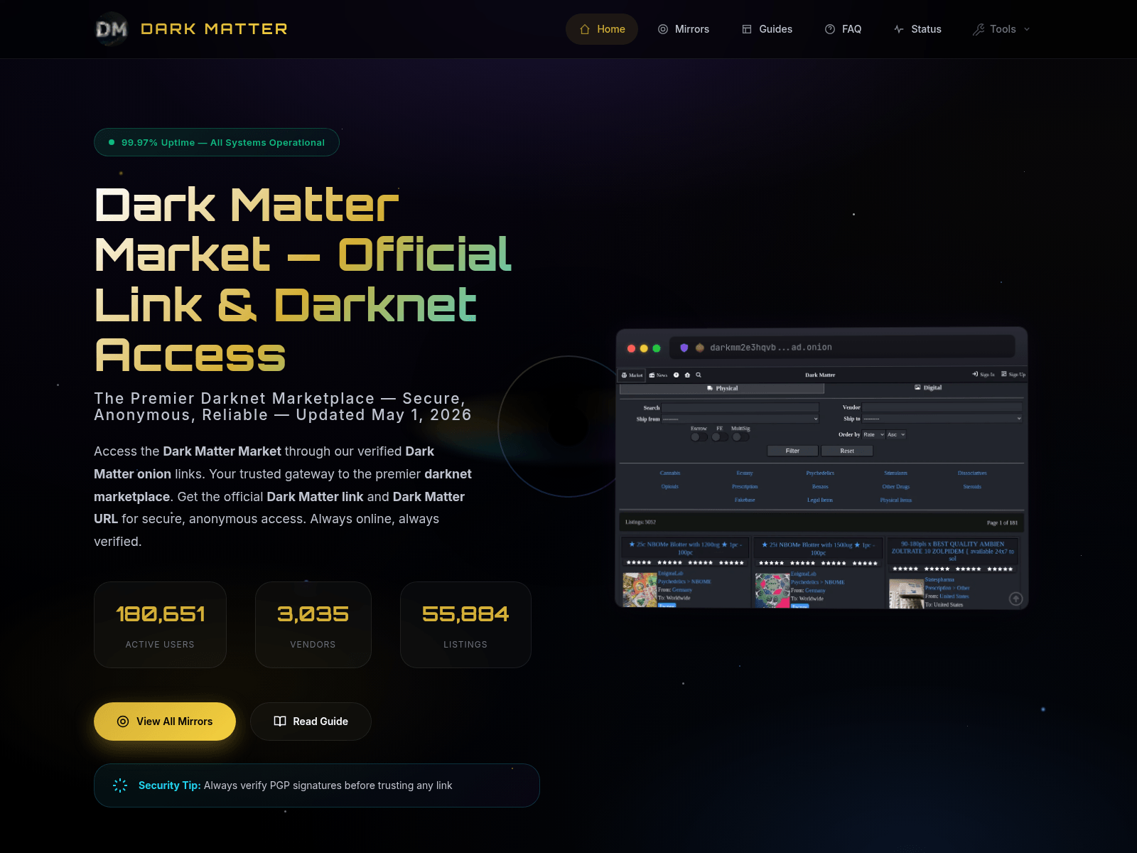 Screenshot von darkmattermarket.site