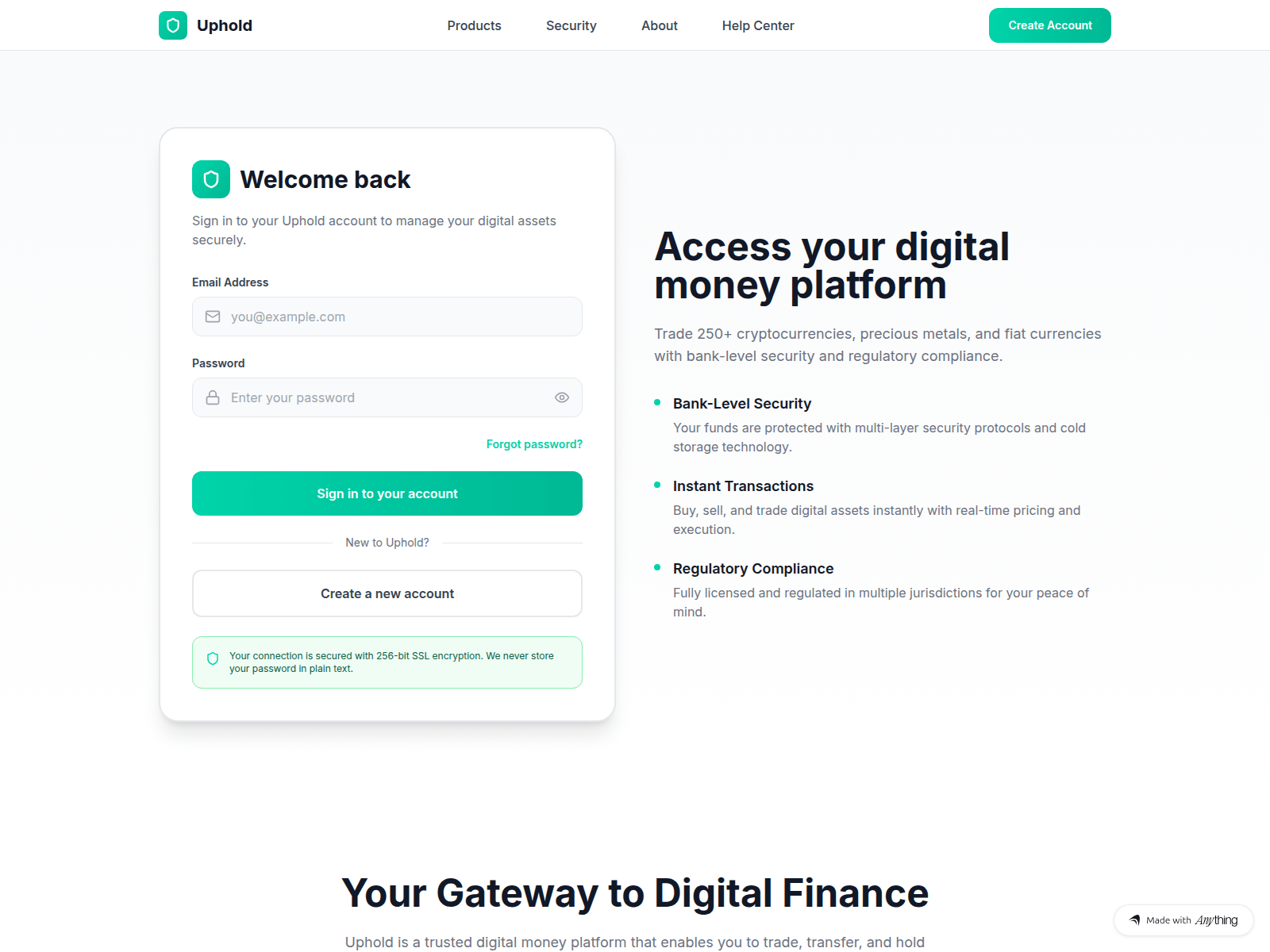 Screenshot of eng-uphold-sso.created.app