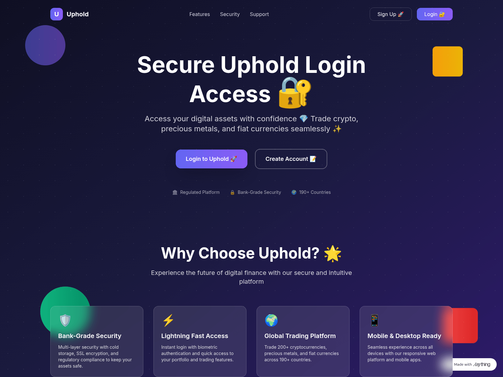 Screenshot of welcome-en-uphold-login.created.app