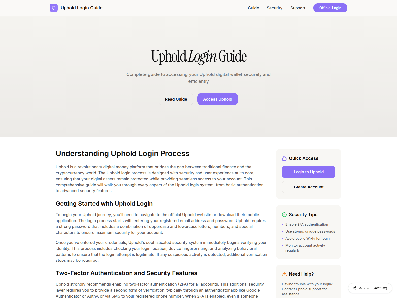 Screenshot of uphoold.created.app