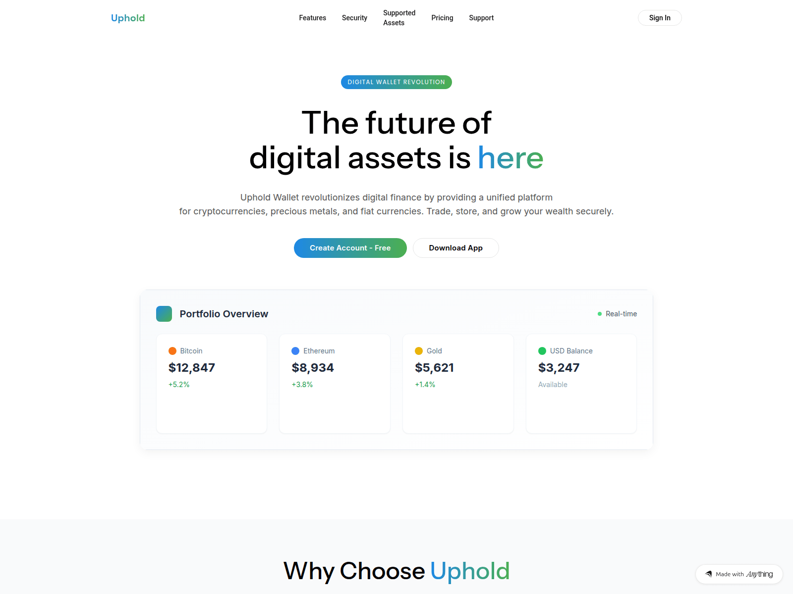 Screenshot of uphold-wallts.created.app