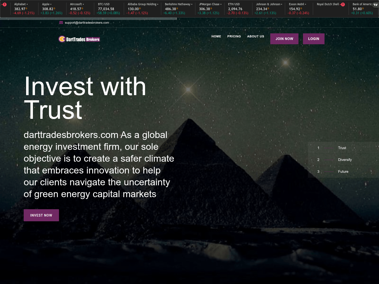 Screenshot of darttradesbrokers.com