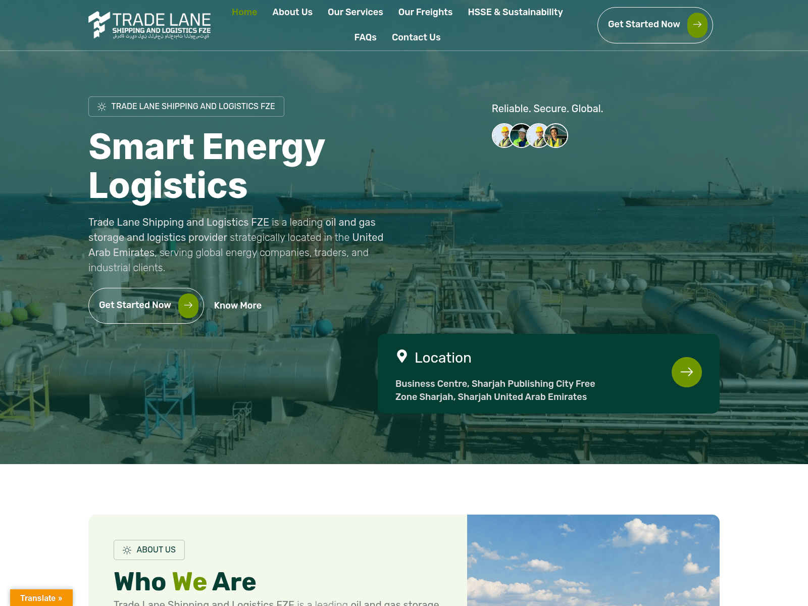 Screenshot of tradelaneshippinglogistics.com
