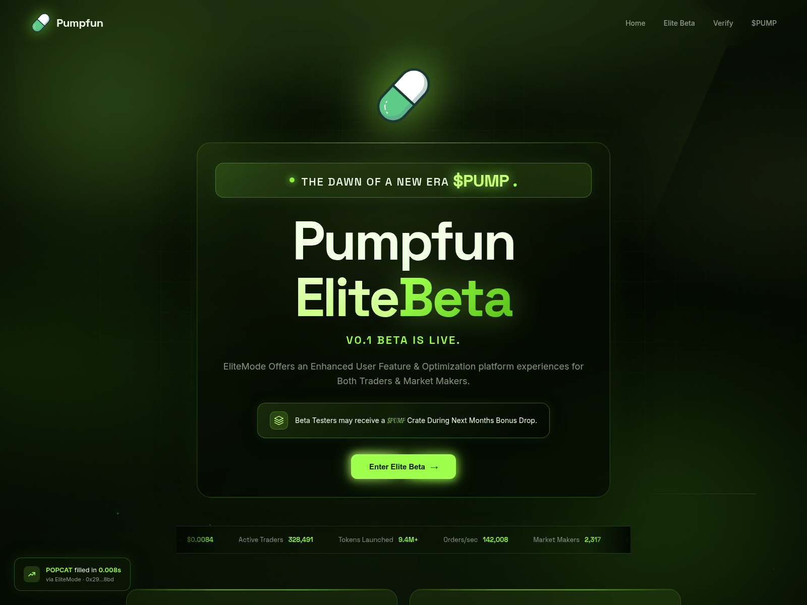 Screenshot of beta-pump.fun
